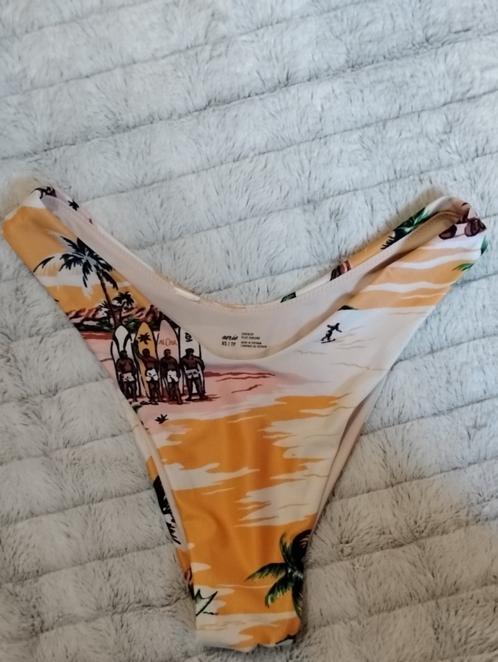 aerie Fun Vintage Hawaii Surf Style Print Bikini Ruffled Tropical - Picture 10 of 11